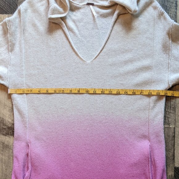 Free People Cashmere Sweater Dress Hoodie Tunic Pink Cream Ombre - Picture 7 of 7